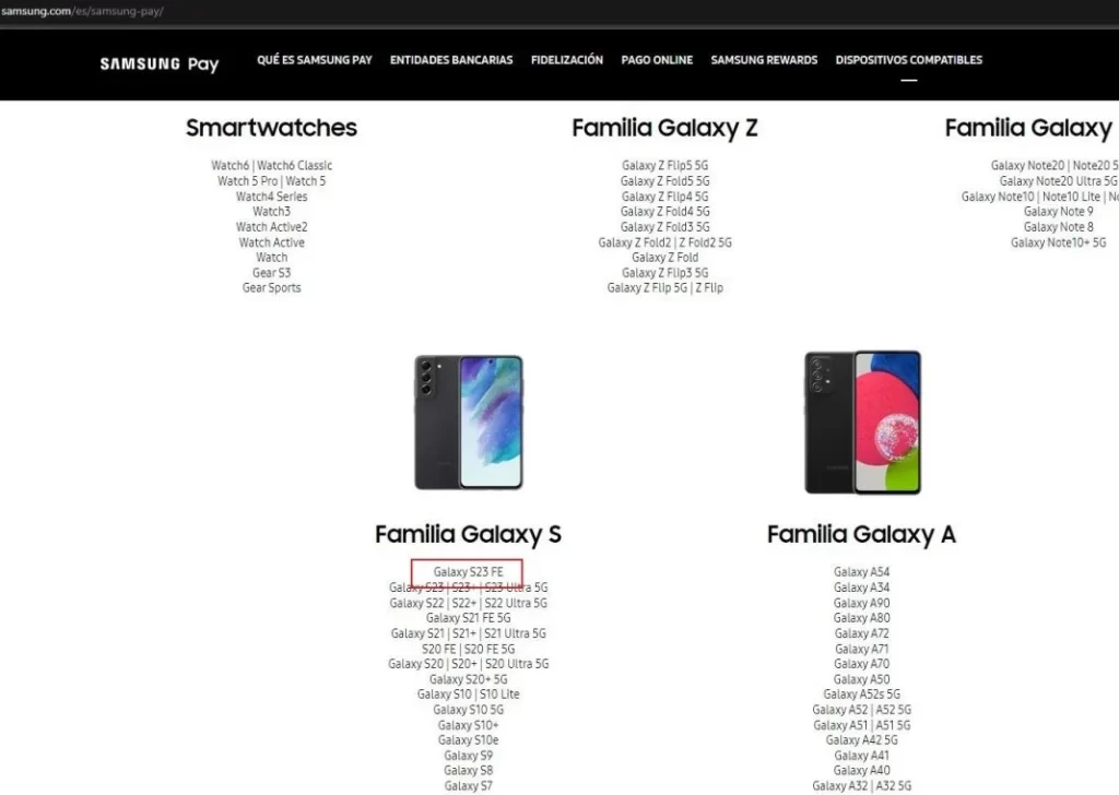  گلکسی S23FE در لیست پشتیبانی Samsung Pay رویت شد